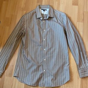 Great condition tan and white striped dress shirt
